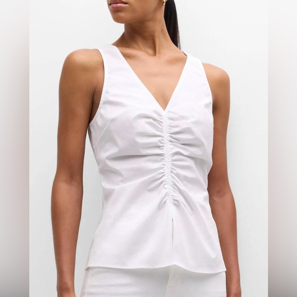 Veronica Beard Oya Tailored Stretch Cotton Tank Top